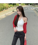 Thin Feminine Pendant Long Sleeve Cardigan