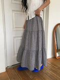 Hinari Check Tiered Banding Long Skirt