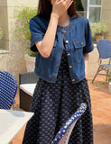 Shuni Jacquard Dot Linen Sleeveless Long One Piece