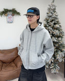 Laen Crop Brushed Hood Zip-Up