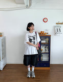 [unisex] Formt Cat Print Over Short Sleeve Tee