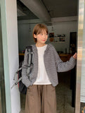 Runro Stripe Two-Way Hood Zip-Up Knit Cardigan