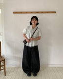 Chas Summer Black Denim Wide Pants