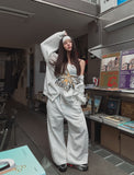 Cross Vintage Printing Two-Way Hood Zip-Up