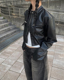 Ahu Biker Leather Crop Jacket