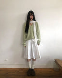 [Frill Back SET] Zeb Pleated Back Banding Midi Skirt