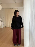 Chop-pit pin-tuck balloon wide banding pants