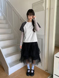 Juril Mesh Frill Tiered Elastic Midi Skirt