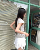 Hayo Ribbon Strap Cap Sleeve Short Sleeve Blouse