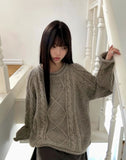Veda cable round neck over wool knit