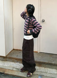 HAIRY STRIPE HOOD ZIP-UP