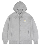 Flower Dot Embroidery Snap Hood Jacket