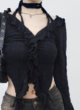 Romenin String Frill Unbalanced T-Shirt