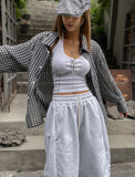 Delight semi-over summer check shirt