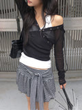 Handy Snap See-through Wrap Hood Knit