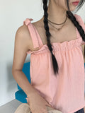 Mass Chiffon Frill Banding Ribbon Strap Sleeveless