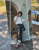Greece vintage washed denim pants