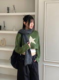 Leamu Green Star Crop Knit