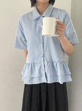 Mamg Tiered Short Sleeve Blouse