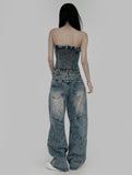 Ridi cut washed denim