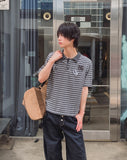 Recl 96 Striped Collared Short Sleeve T-shirt