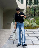 Sand brush wide denim pants