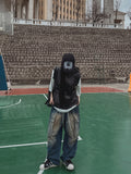 Poten Big Pocket Oil Washing Cargo Denim Pants