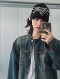 Ocean Washed Stitch Biker Denim Jacket