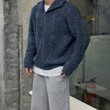 Foren cable zip-up cardigan knit