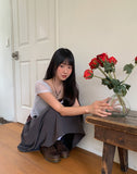 Naun Flower Round Button Short Sleeve T-Shirt