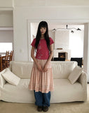 Kissing Stripe Midi Skirt