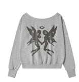 TWIN ANGEL One-Shoulder Sweatshirt