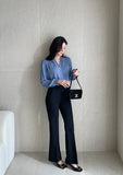 Mauve V-neck shirring blouse
