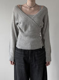 Colin V-neck Wrap Button Wool Knit