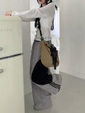 Cler Unbalanced Nylon Banding 2-Way Long Wide Jogger Pants