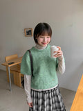 Nanko Puff Color Short Sleeve Crop Wool Knit