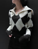 Argyle big collar Knit