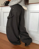 Lesion Pocket Strap Balloon Fit Cotton Long Pants