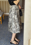Mulian Toile Jacquard Pattern Flare Banding Skirt