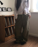 [Mink Brushed] Sonek Rustling Cotton Wide Cargo Pants