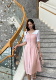Jerin Color Matching Collar Flare One Piece