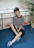 Cat Stripe Ringer Tee