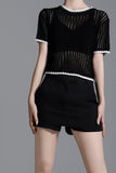 Line Mesh Knit Top