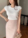 Kidden Round Neck Ribbed Cap Sleeve Knit