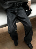 Slab Detail Semi-Wide Denim Matte Black