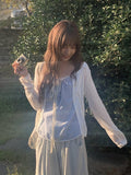 Tessie See-through Ribbed Round Cardigan