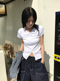 RIBBED V SLIT HALF T