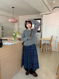 Roheni Banding Check Frill Tiered Long Skirt