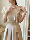 Hain Tie Color Matching Tulip Blouse