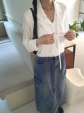 Throat Western Double Strap Long Sleeve Blouse